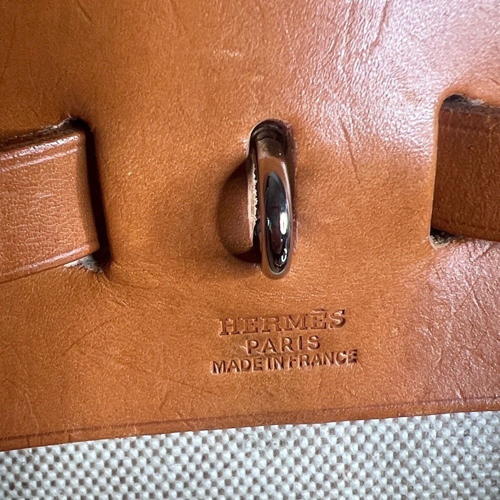 Hermès 39 Herbag Beige Toile Canvas Vache Hunter Leather Box, Dusters, Ribbons - Picture 8 of 16